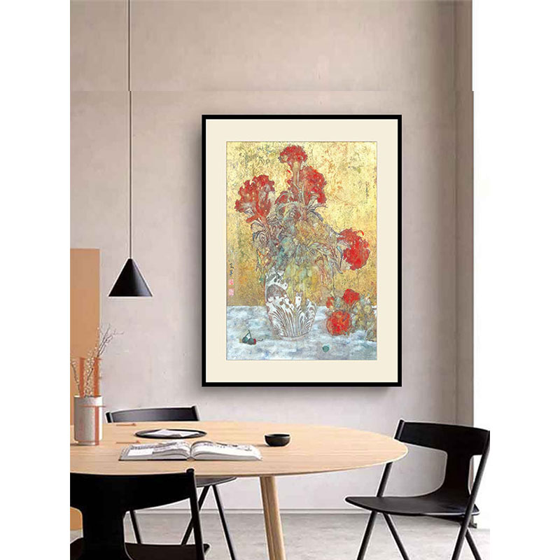 北欧花卉抽象艺术客厅装饰画中古玄关柜摆画餐厅卧室背景墙挂壁画图片