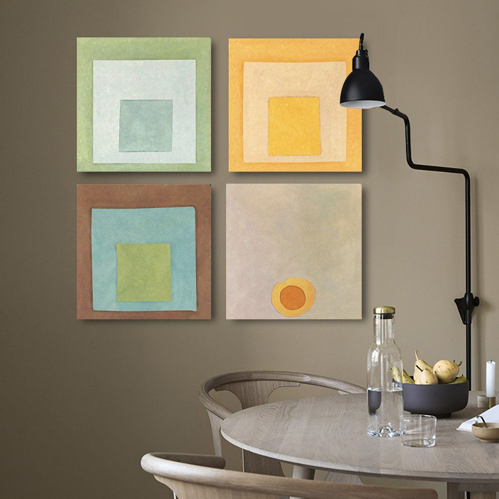 现代抽象几何艺术家约瑟夫艾伯斯装饰画方块极简渐变色彩小众挂画