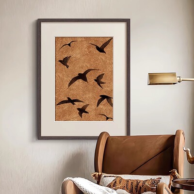 《飞鸟》法式高级感客厅装饰画复古小众艺术壁画书房卧室背景挂画