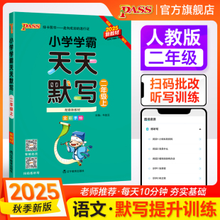 2上下册课本同步句式 语文小学学霸天天默写二年级人教版 专项训练汇总知识点生字词语练习听写本能手达人PASS绿卡图书 默写训练