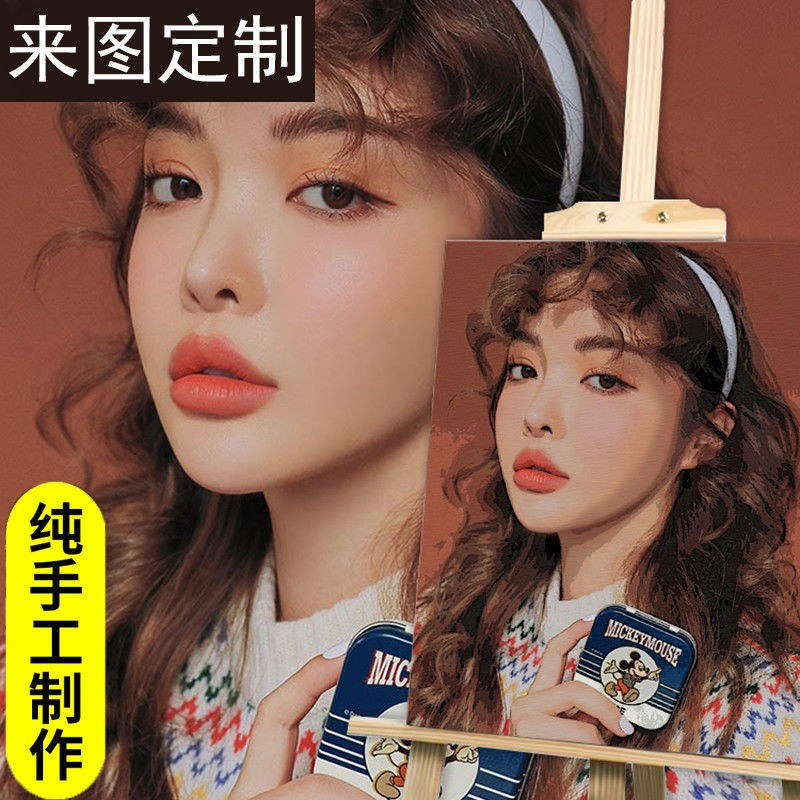 油彩数字油画定制照片手绘diy填色人像画来图定做丙烯涂色装饰画图片