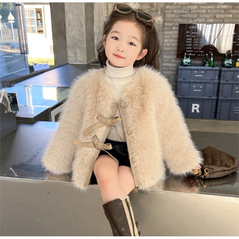 欧洲站2025女童仿皮草外套洋气宝宝毛毛衣儿童蝴蝶结棉服秋冬加厚,童装/婴儿装/亲子装,皮草/仿皮草,淘宝优惠券,粉丝福利购,淘宝优惠卷