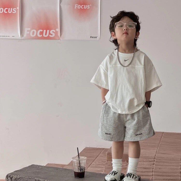 欧洲站ins潮牌儿童套装纯