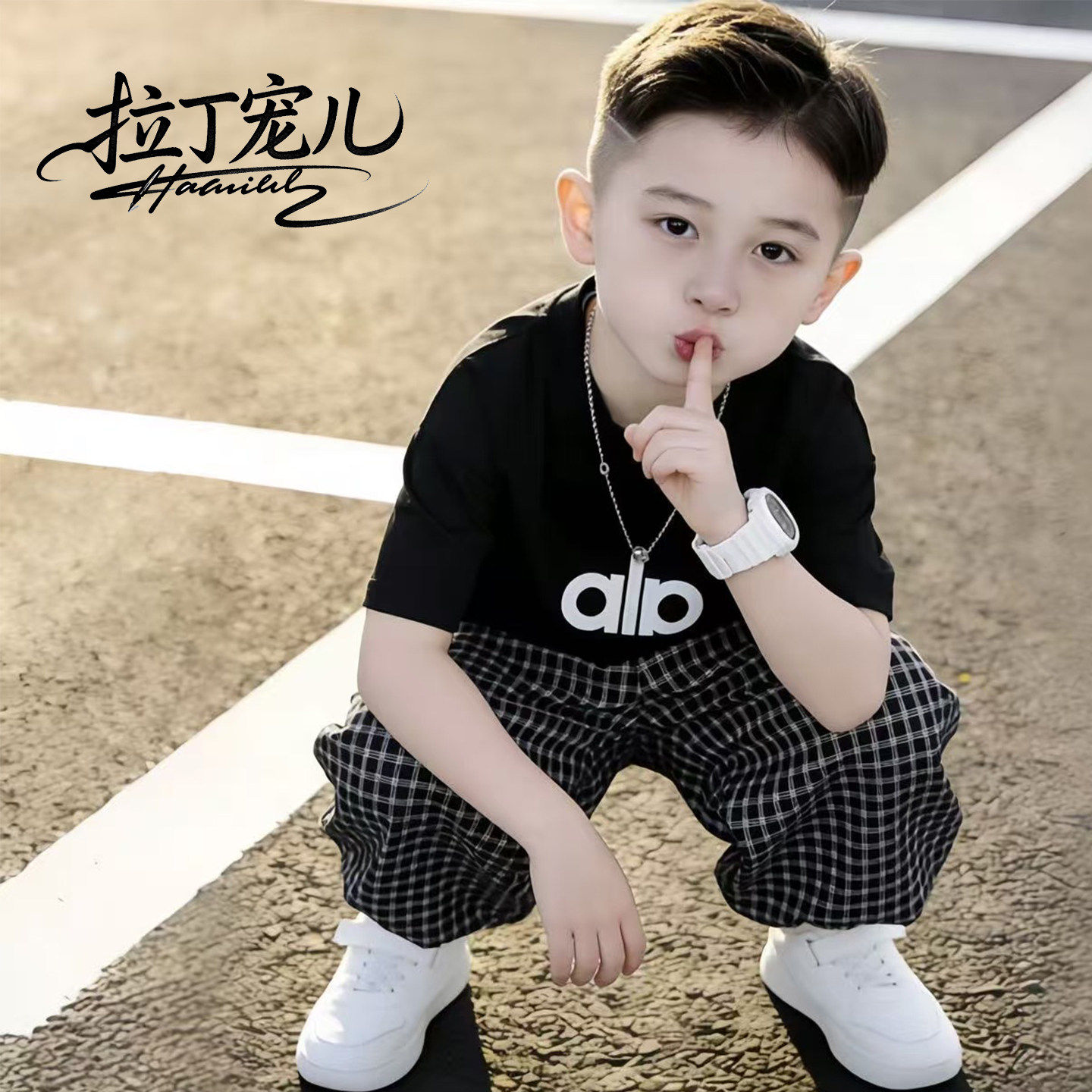 欧洲站男童长裤套装夏装2