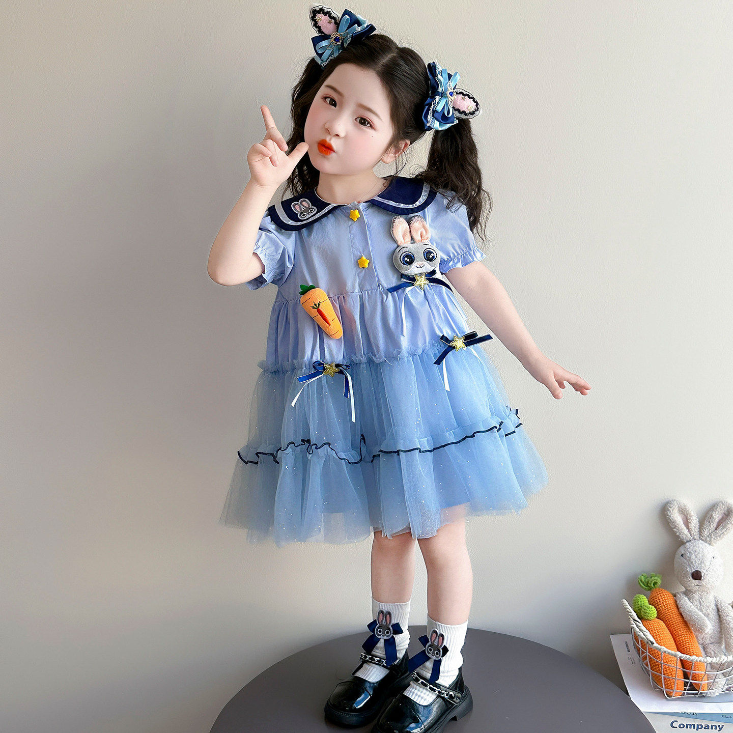欧洲站女童夏装兔子警官