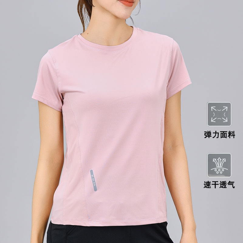 冰丝运动t恤女2025夏季瑜伽健身跑步服女士短袖透气宽松速干衣