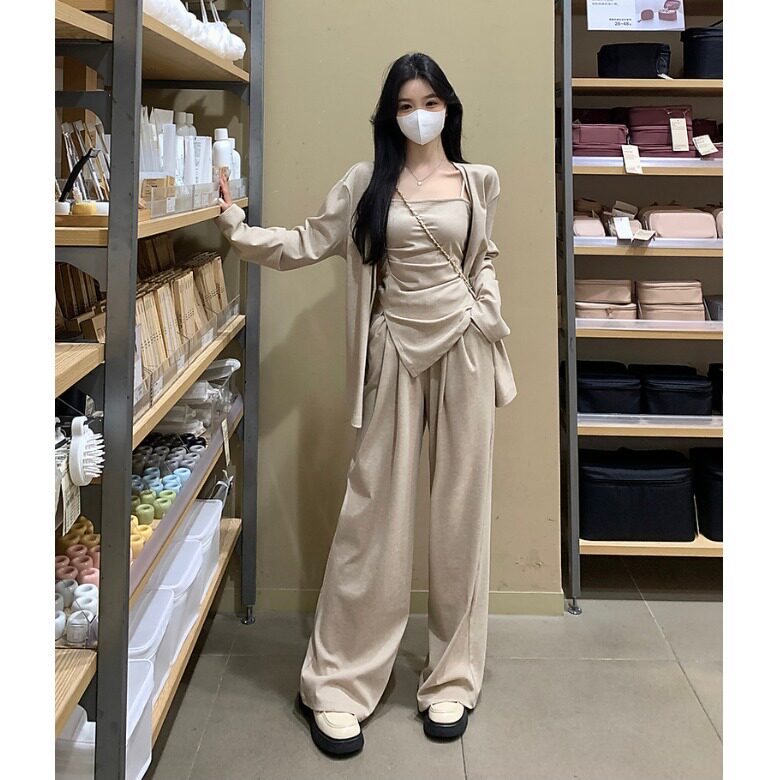 大码胖mm时髦套装女时尚高级感2025新款早秋穿搭一整套遮肉三件套