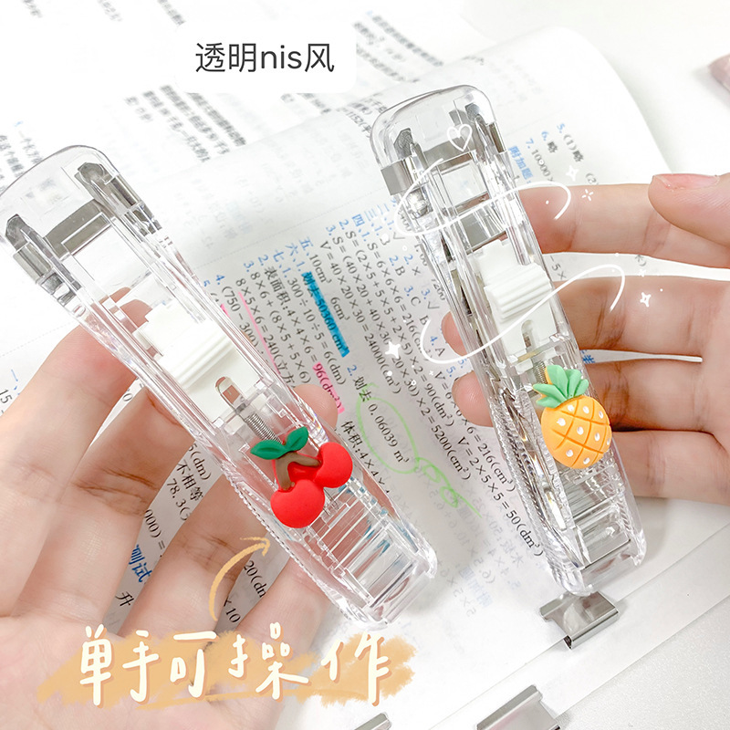 ins透明推夹器 学生简约创意无痕订书机文件资料装订夹试卷整理夹