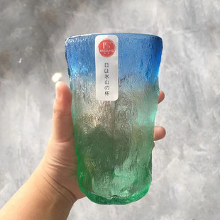 网红同款日式创意冰川裂纹玻璃杯高颜值水杯女牛奶咖啡啤酒杯