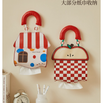 卡通壁挂式纸巾盒家用客厅车载抽纸袋卫生间厕所防水耐用卷纸挂袋