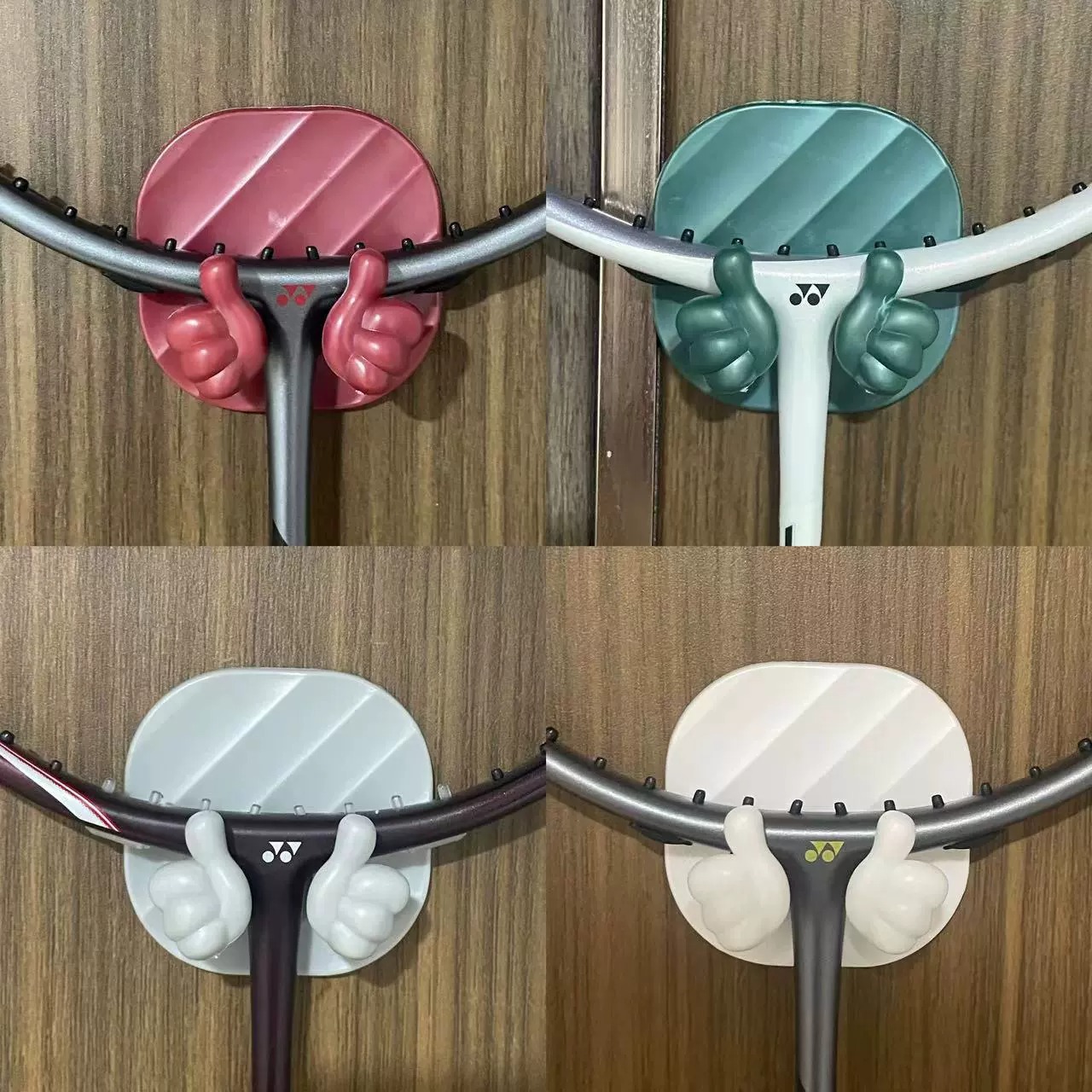 羽毛球拍专用挂钩墙壁展示架粘贴免打孔无痕挂钩网球拍墙面收纳架