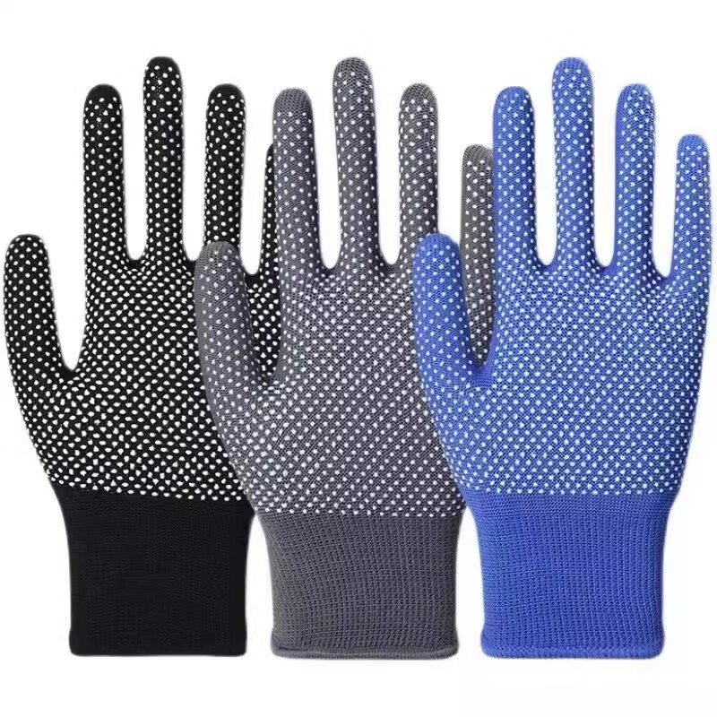 春夏季手套劳保耐磨工作防滑防晒尼龙薄款干活点胶户外搬运男女