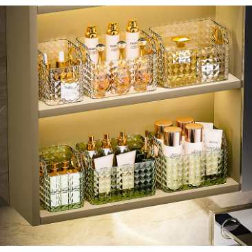 镜柜收纳盒轻奢家用卫生间桌面化妆品小杂物收纳透明储物盒置物架