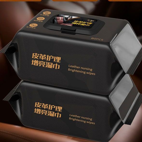 新款汽车内饰清洁湿巾皮革真皮上光翻新修护快速去污车载湿巾
