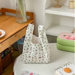 2025新款外出卡通拎包印花手提包可爱便当大容量通勤便携手腕