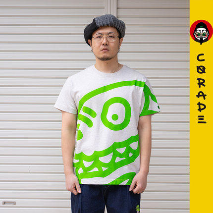 corade宝葫芦 超大恐龙米白色短袖T恤 原创国潮情侣嘻哈青少年
