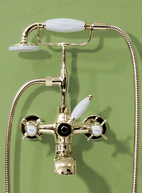 NP出水 出口英国 过WS 陶瓷把手 古典金色复古浴缸边水龙头缸边式