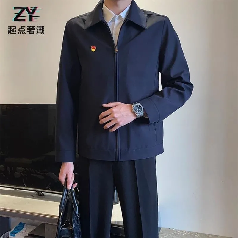 清仓男士春秋薄款 高档夹克外套 2024新款休闲翻领上衣 行政夹克