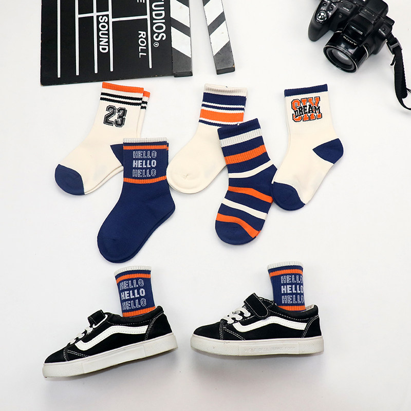 儿童袜子男童秋季中筒纯棉防臭运动儿童青少年学生宝宝男女孩潮袜