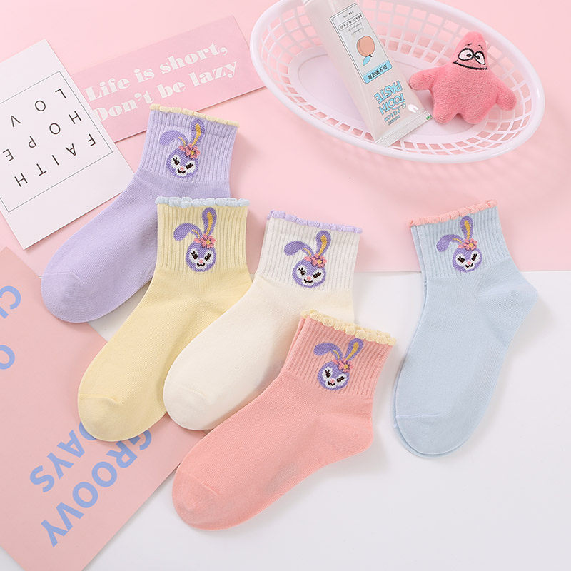 女童袜子纯棉春夏短袜春季薄款船袜男女孩宝宝卡通公主糖果色棉袜