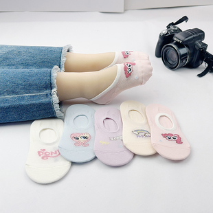 儿童船袜女童袜子夏季薄款大童纯棉女宝宝女孩春秋防滑不掉跟短袜