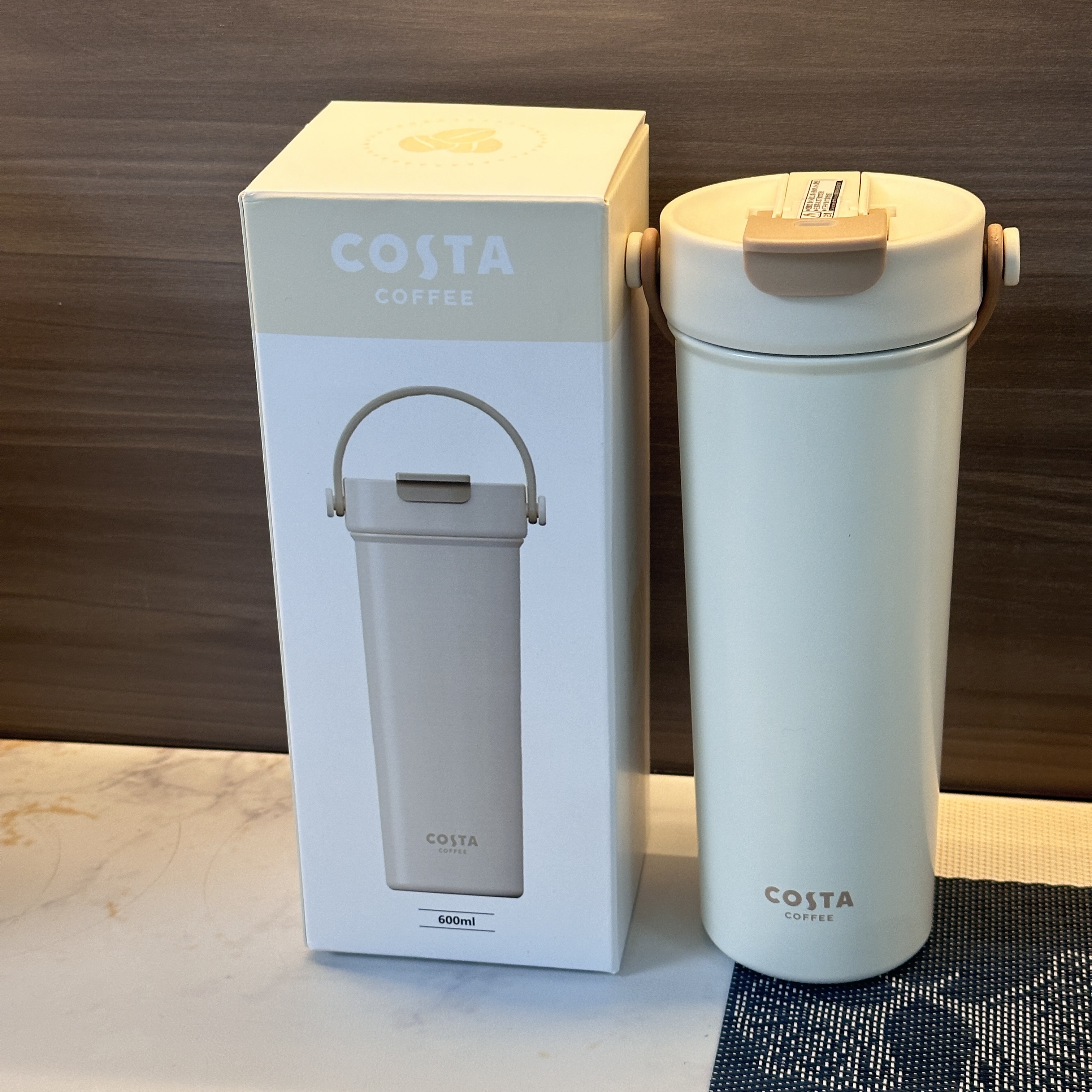 COSTA手提双饮保温杯高颜值奶白色316不锈钢吸管水杯便携杯子新款