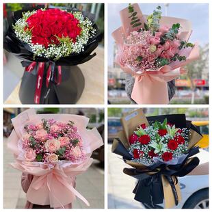 红玫瑰鲜花情人节生日表白花束礼物内蒙通辽科尔沁左翼中旗库伦旗