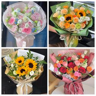 99朵玫瑰花束妇女节向日葵生日鲜花广西河池市天蛾凤山东兰罗城县