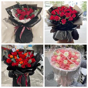 红玫瑰鲜花情人节生日表白花束礼物广西梧州市万秀区龙圩区长洲区