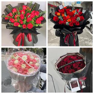 红玫瑰鲜花情人节生日表白花束礼物上海浦东新区花木川沙新高桥镇