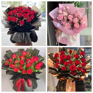 红玫瑰鲜花情人节生日表白花束礼物山东省东营市利津县广饶县附近