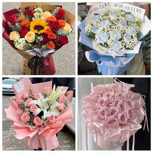 99朵玫瑰花束妇女节向日葵生日鲜花库尔勒市轮台且末县和静博湖县