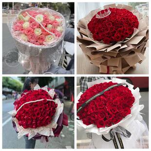 红玫瑰鲜花情人节生日表白花束礼物兰州市城关区七里河西固安宁区