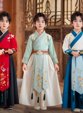 儿童汉服唐装国学服三字经演出服
