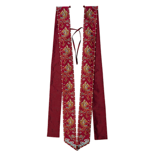 卿如故原创白菜汉服明制透金霞帔提花暗纹仿妆花配披风圆领袍钉珠