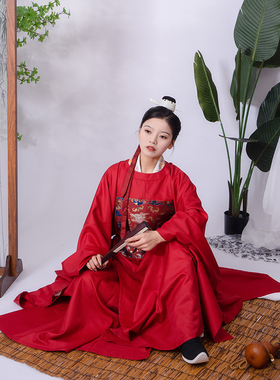 卿如故原创白菜汉服明制圆领袍补服大放量广袖男纯色伴郎服男女款