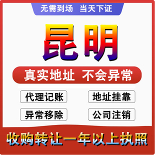 昆明五华盘龙官渡西山公司个体注册代账变更注销营业执照减资转让