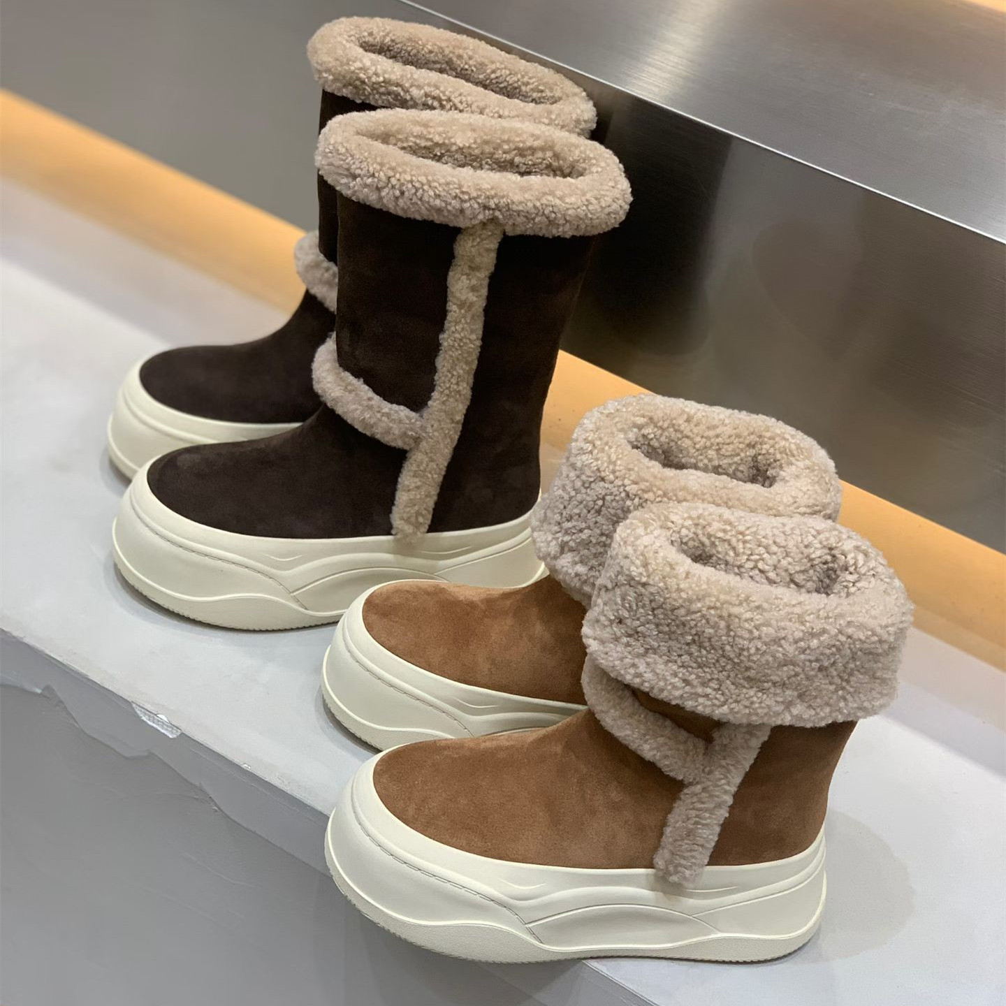 欧洲站2025冬季新款圆头雪地靴