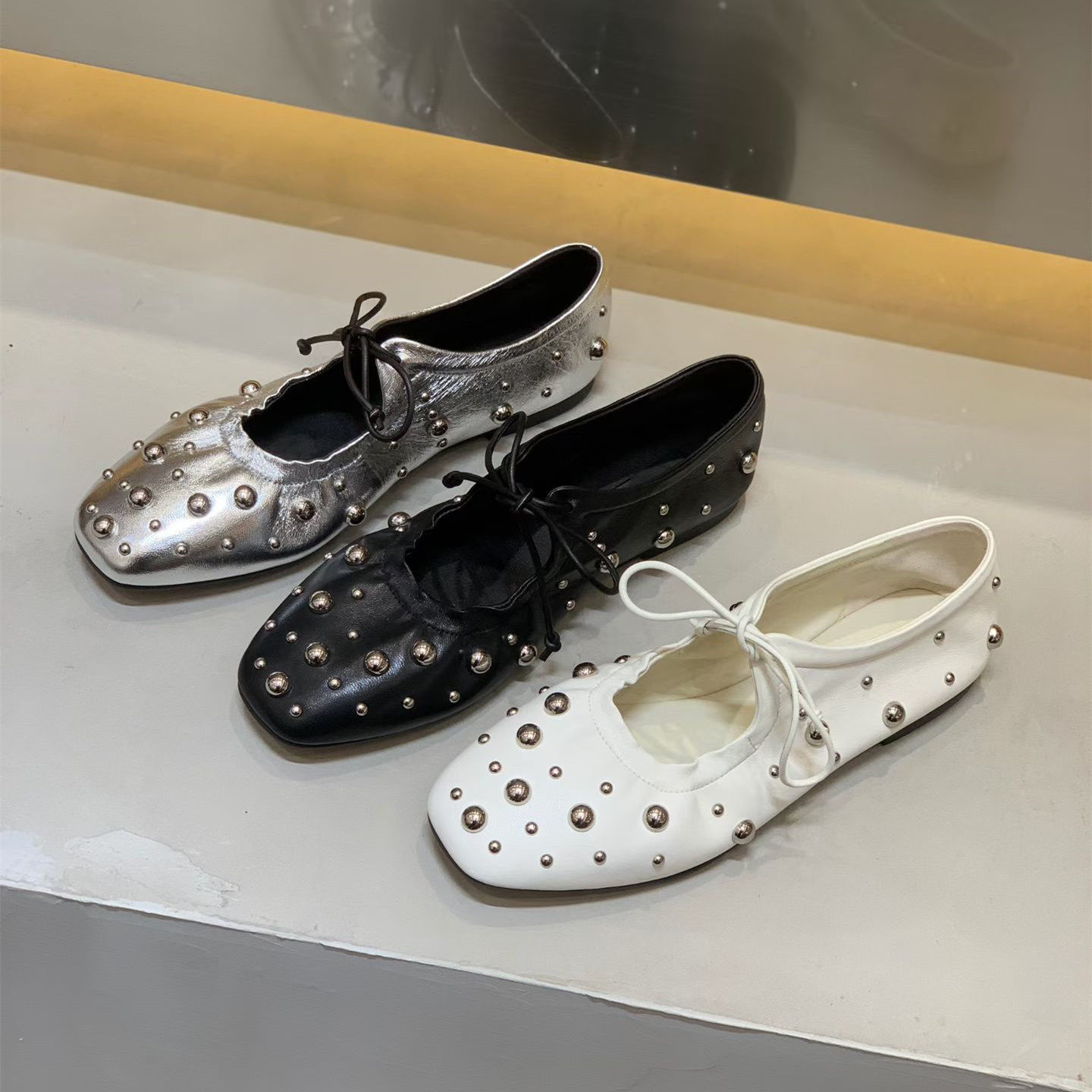 欧洲站2026春季新款铆钉玛丽珍鞋女鞋绑带芭蕾舞鞋平底单鞋芭蕾鞋,女鞋,玛丽珍鞋,淘宝优惠券,粉丝福利购,淘宝优惠卷