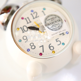 RHYTHM丽声日本进口可爱生日礼物铃声静音儿童施华洛世水晶闹钟