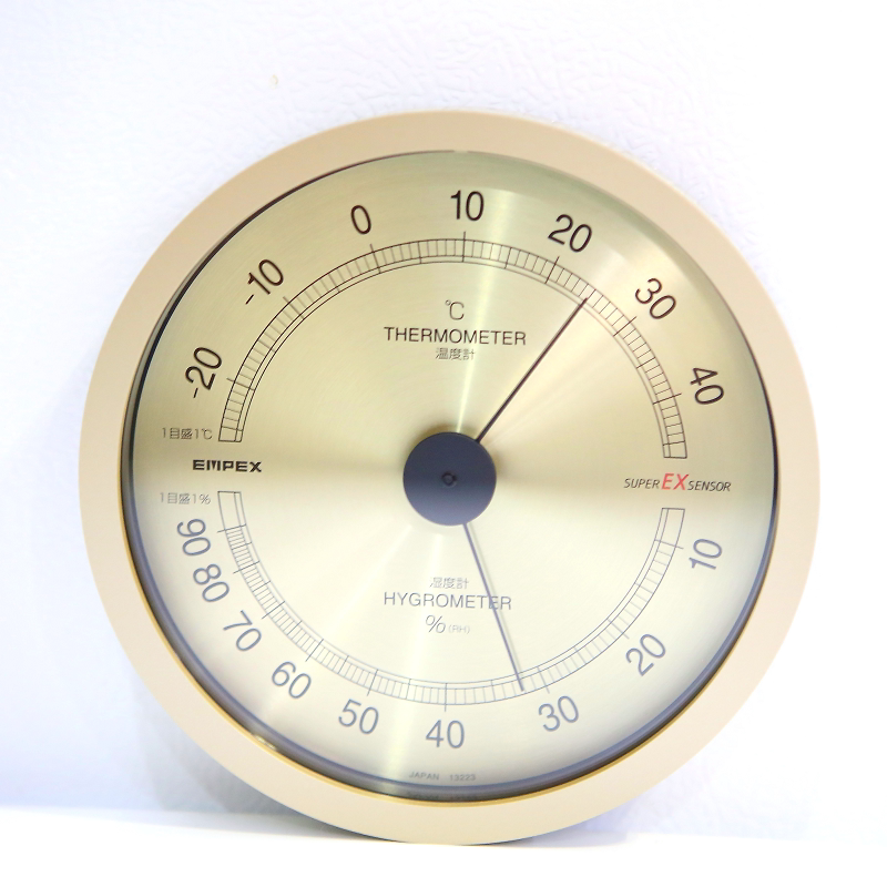 EMPEX日本制造生产进口高精度湿度计家用室内壁挂式香槟色温度计