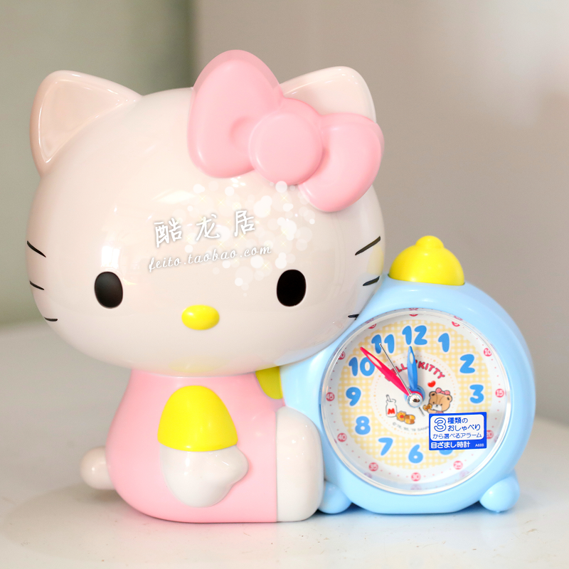 精工SEIKO日本床头闹钟日语音卡通儿童粉色可爱Hello Kitty凯特猫