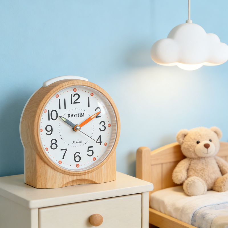 日本丽声儿童木纹静音电子钟