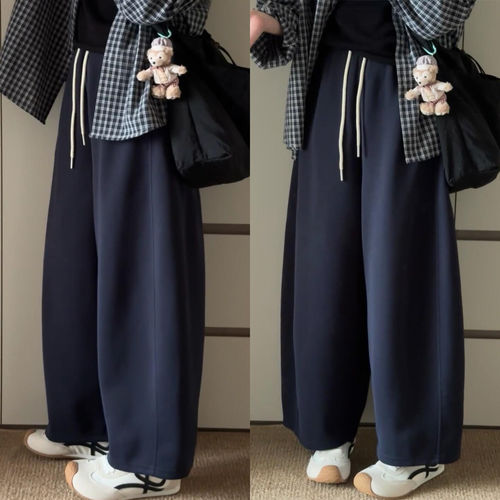 高腰阔腿秋冬300斤大码女运动裤