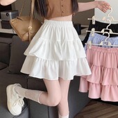 蛋糕裙短款 显瘦芭蕾风小个子半身裙公主蓬蓬裙 白色短裙女胖mm大码