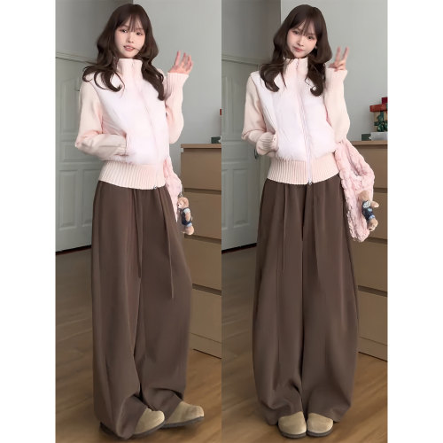 秋冬高腰大码200斤阔腿西装裤女
