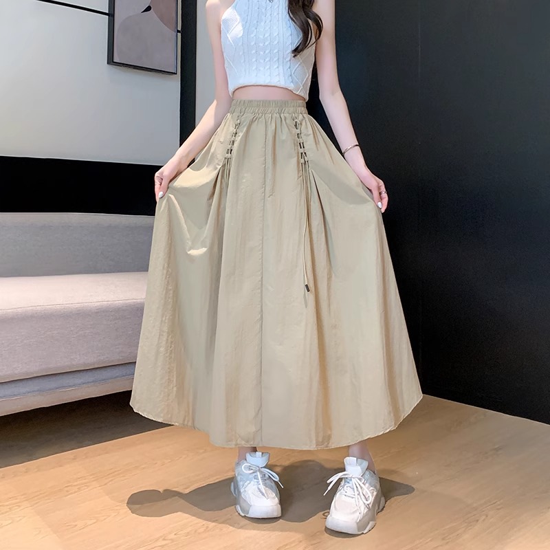 工装风半身裙女夏季2025新款胖mm2-300斤高腰显瘦遮胯a字中长裙子