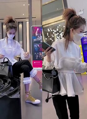 网红同款小脚裤秋季减龄白色衬衫