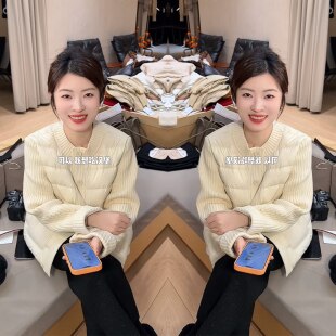 2026网红爆款精品减龄气质奶油色温柔拼接俏皮时髦短款棉服外套潮