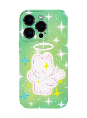 天使兔子手机壳适用iPhone15promax苹果14菲林13绿色17可爱16e华为mate60荣耀P70小米vivox200一加opporeno12